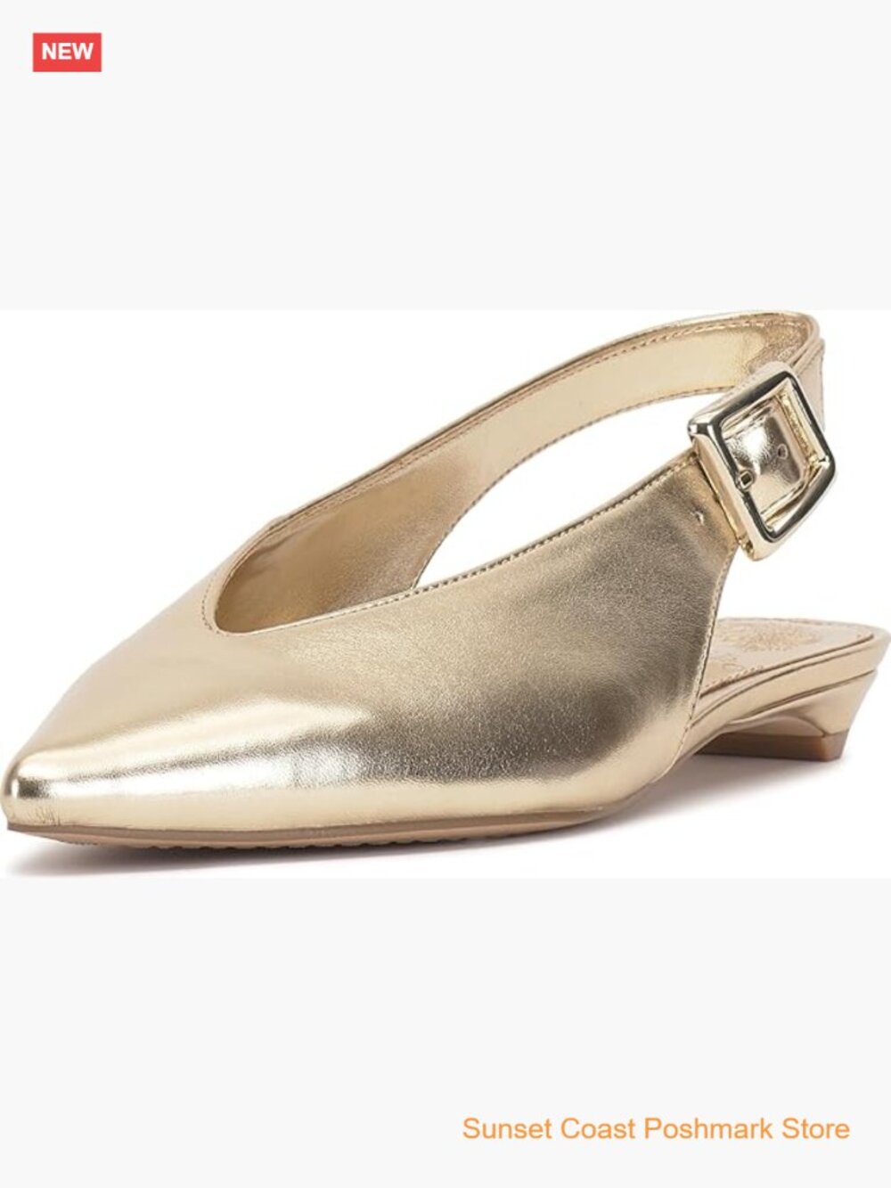 Vince Camuto Valther Slingback Kitten Heel Mule Pointed Toe Faux Leather